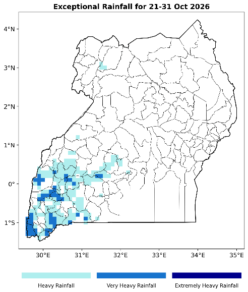 Exceptional rainfall map, 21st – 31st October 2026