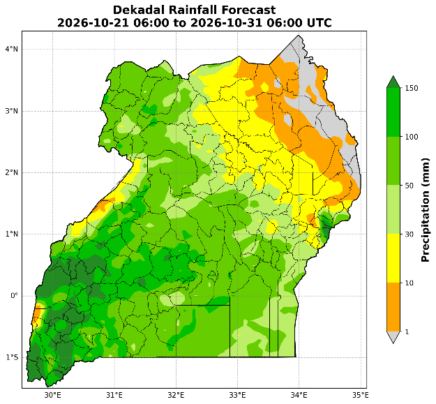 Expected rainfall map, 21st – 31st October 2026